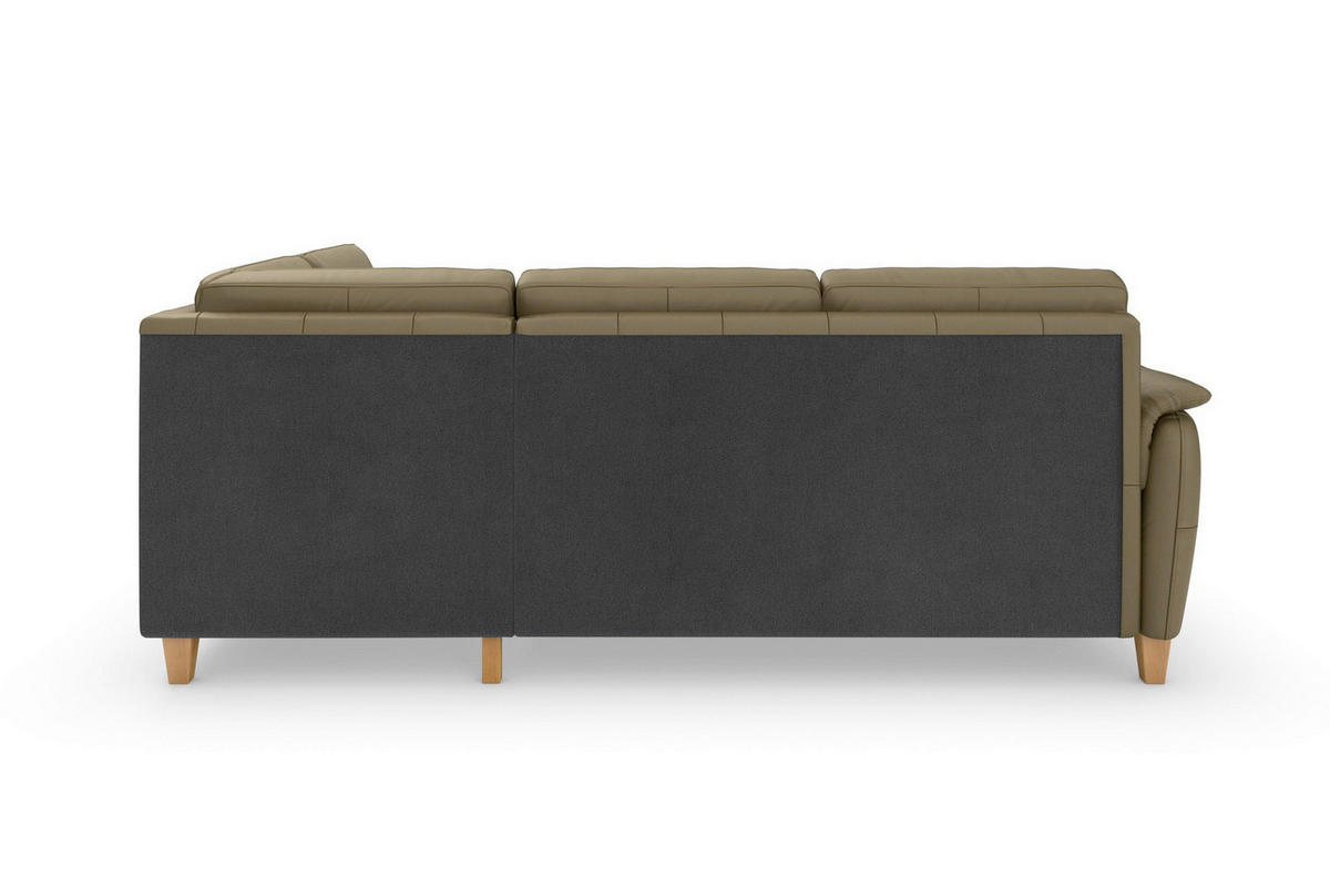 ECKSOFA PALMERA E Olivgrün Echtleder  - Eichefarben/Olivgrün, Basics, Leder/Holz (236/212cm) - Sit & More