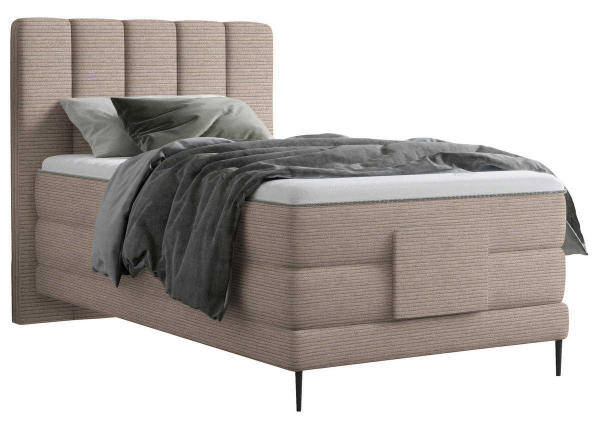 BOXSPRINGBETT 100/200 cm  in Hellbraun  - Hellbraun/Schwarz, Natur, Textil/Metall (100/200cm) - Esposa