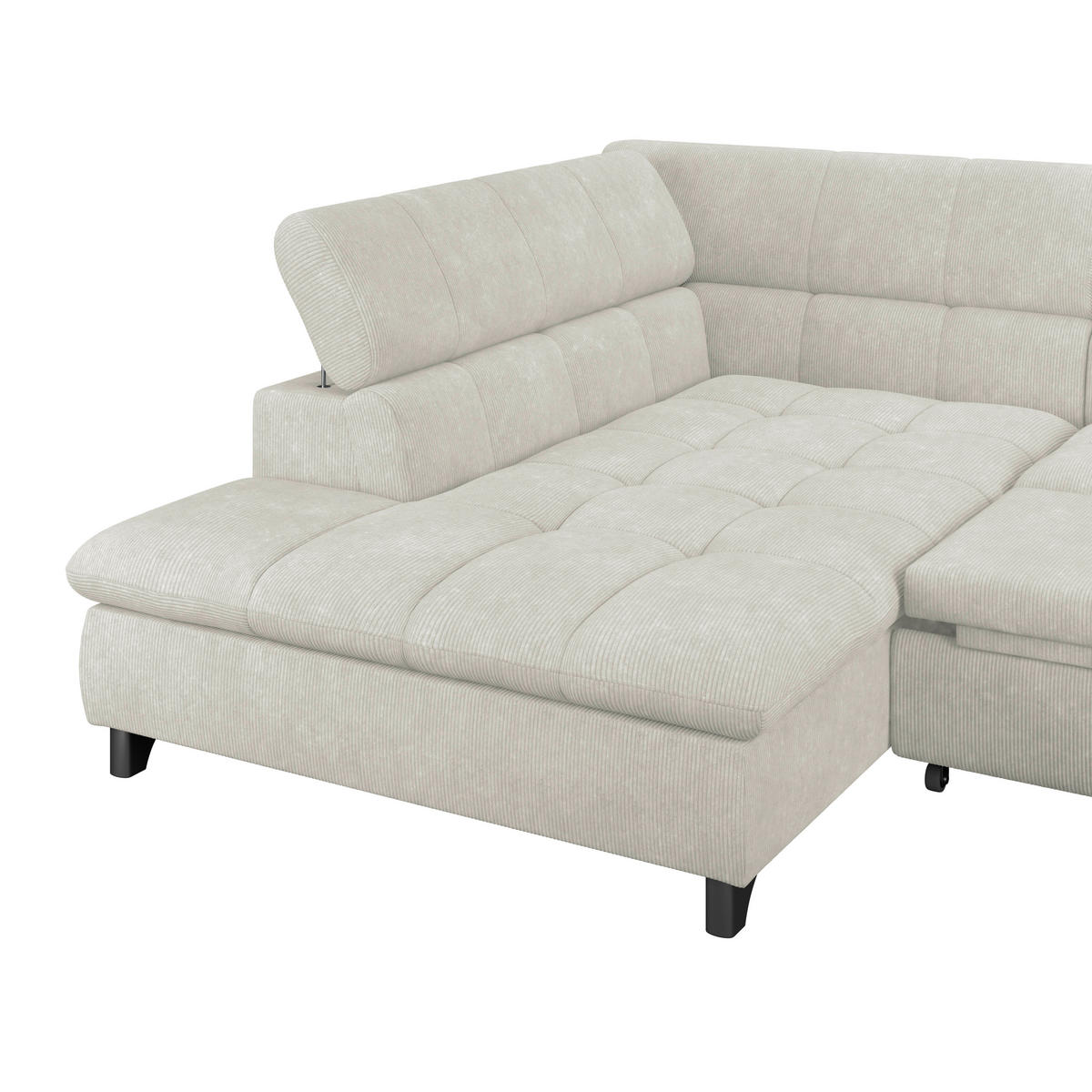 ECKSOFA Creme Chenille  - Chromfarben/Creme, KONVENTIONELL, Textil/Metall (234/312cm) - Livetastic