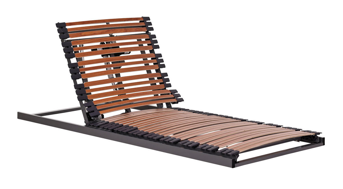 LATTENROST 100/200 cm Kopfteil, Fußteil, Mittelzone verstellbar, Birke  - Graphitfarben/Naturfarben, MODERN, Holz/Metall (100/200cm) - Sembella