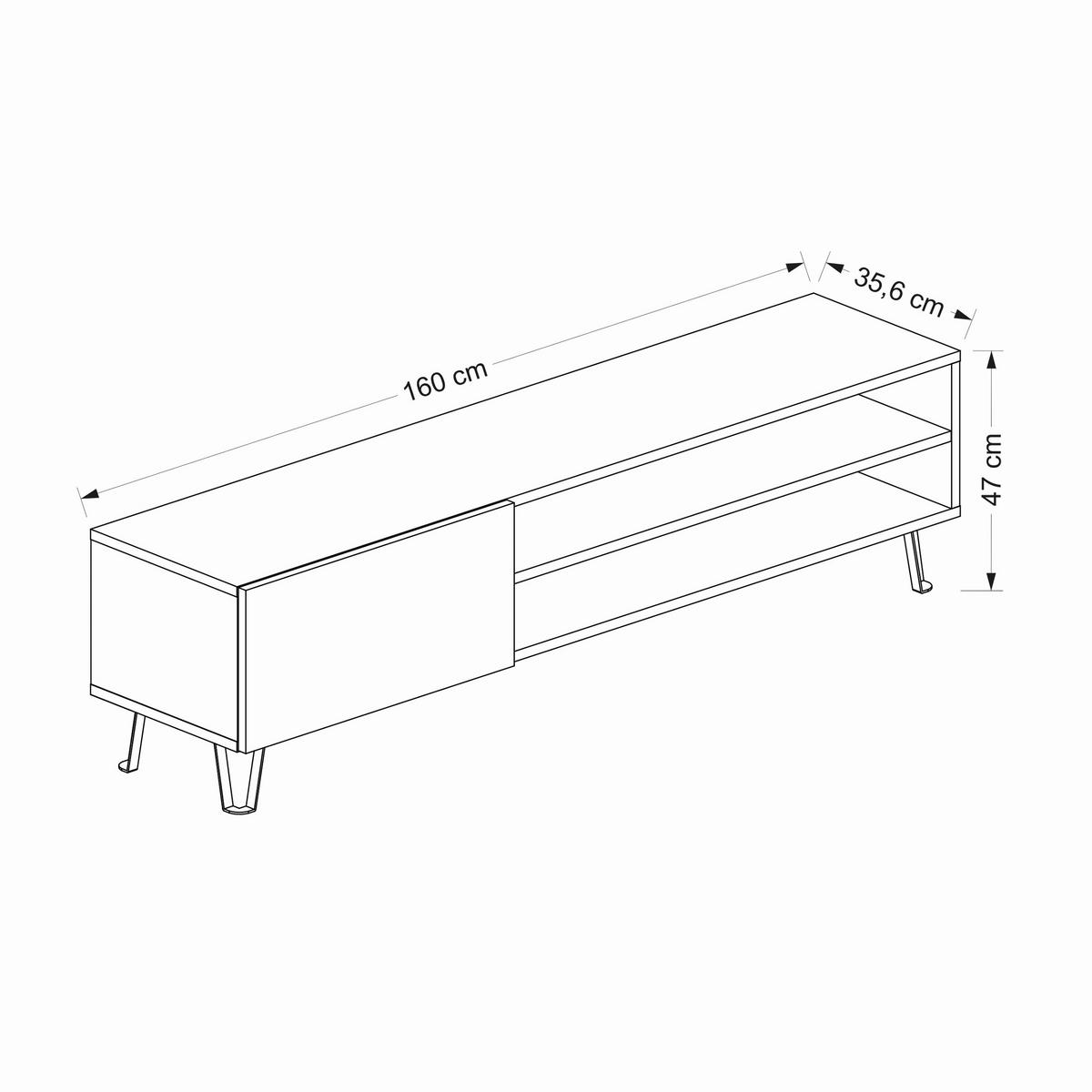 TV-BÄNK 160/47/37,4 cm  - svart/antracit, Design, metall/trämaterial (160/47/37,4cm) - Livetastic