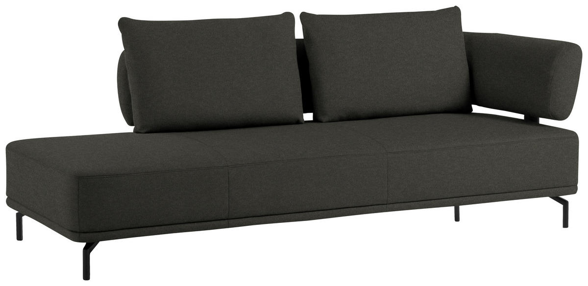 RÉCAMIERE in Flachgewebe Dunkelbraun  - Dunkelbraun/Schwarz, Design, Textil/Metall (227/89/101cm) - Dieter Knoll