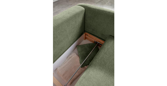 SCHLAFSOFA  mit Liegefunktion, Schlafen auf Sitzhöhe, Rücken echt Flachgewebe Olivgrün  - Schwarz/Olivgrün, KONVENTIONELL, Kunststoff/Textil (250/74/108cm) - Carryhome