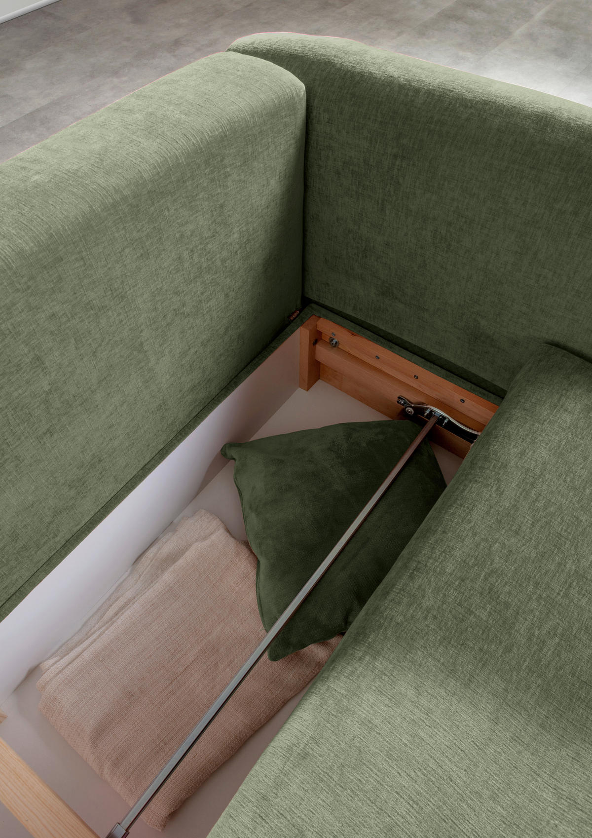 SCHLAFSOFA in Flachgewebe Olivgrün  - Schwarz/Olivgrün, KONVENTIONELL, Kunststoff/Textil (250/74/108cm) - Carryhome