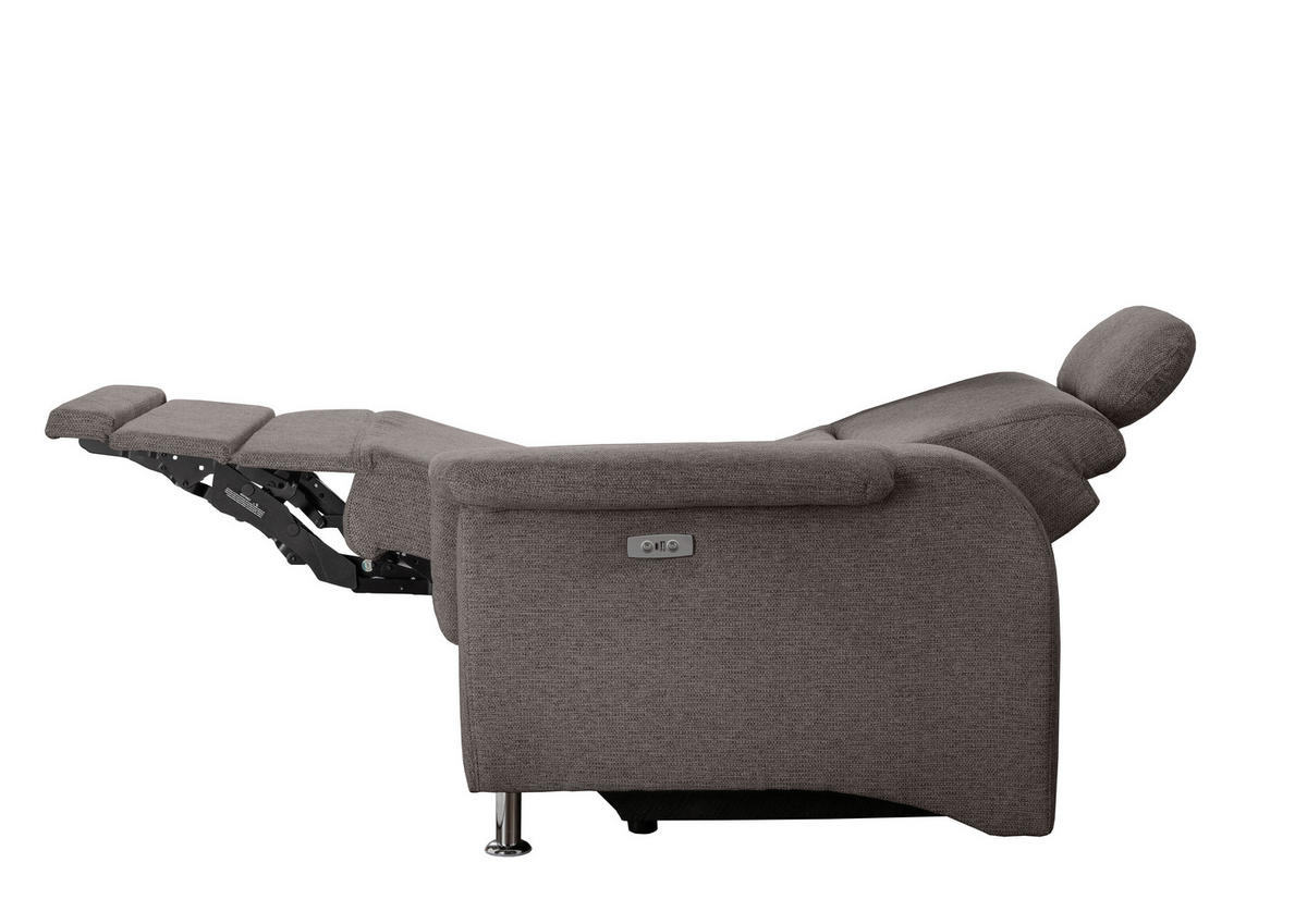 ECKSOFA in Chenille Graubraun  - Chromfarben/Graubraun, Modern, Textil/Metall (165/231cm) - Livetastic