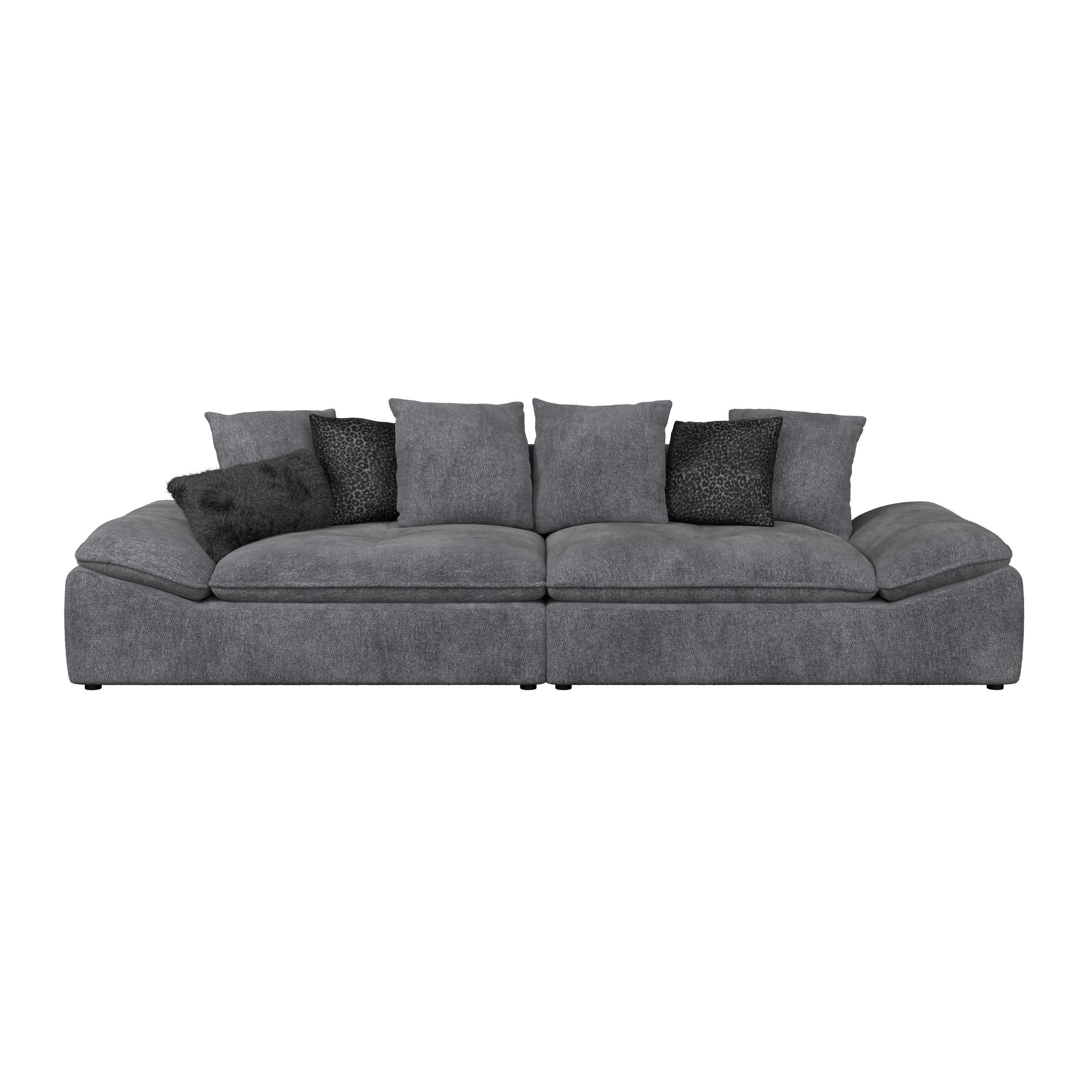 BIGSOFA Chenille Anthrazit  - Anthrazit/Schwarz, Trend, Textil (310/76-90/124cm) - MID.YOU