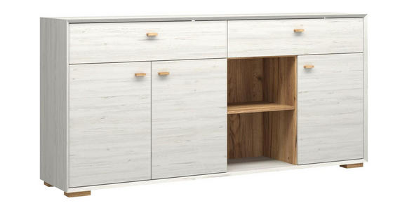 SIDEBOARD melaminharzbeschichtet Weiß - Eichefarben/Weiß, Design, Holz/Holzwerkstoff (187/91/41cm) - Linea Natura