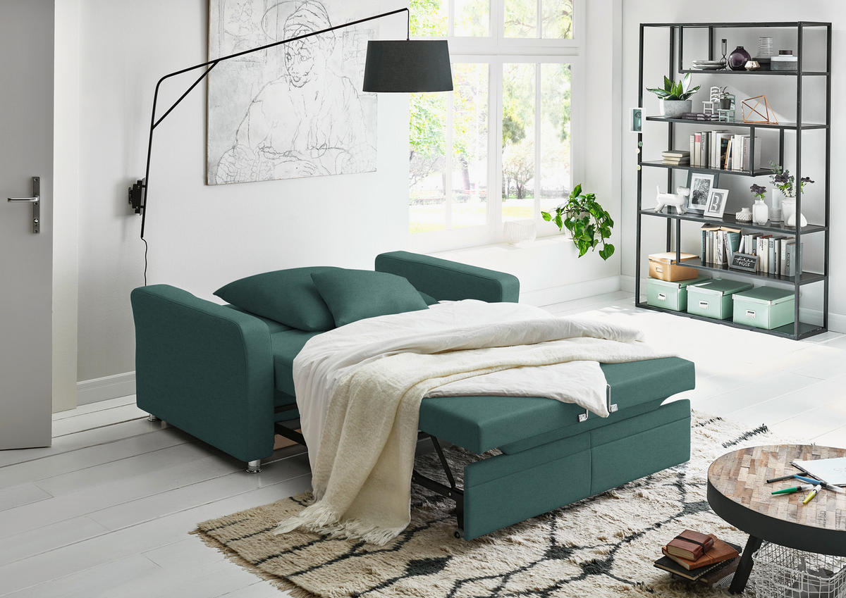SCHLAFSOFA Chenille Opal  - Chromfarben/Opal, KONVENTIONELL, Textil/Metall (186/90/100cm) - Beldomo Style