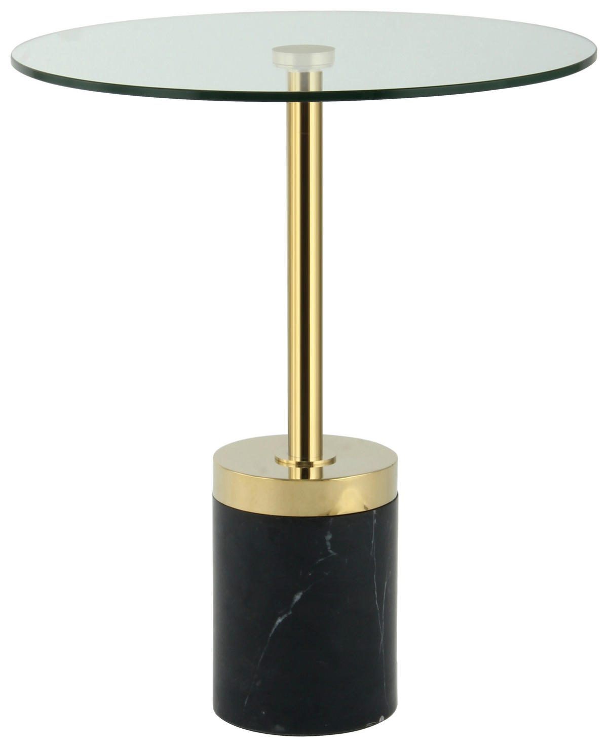 BEISTELLTISCH in Metall, Glas, Stein 46/46/53 cm  - Goldfarben/Schwarz, Design, Glas/Stein (46/46/53cm) - Kayoom