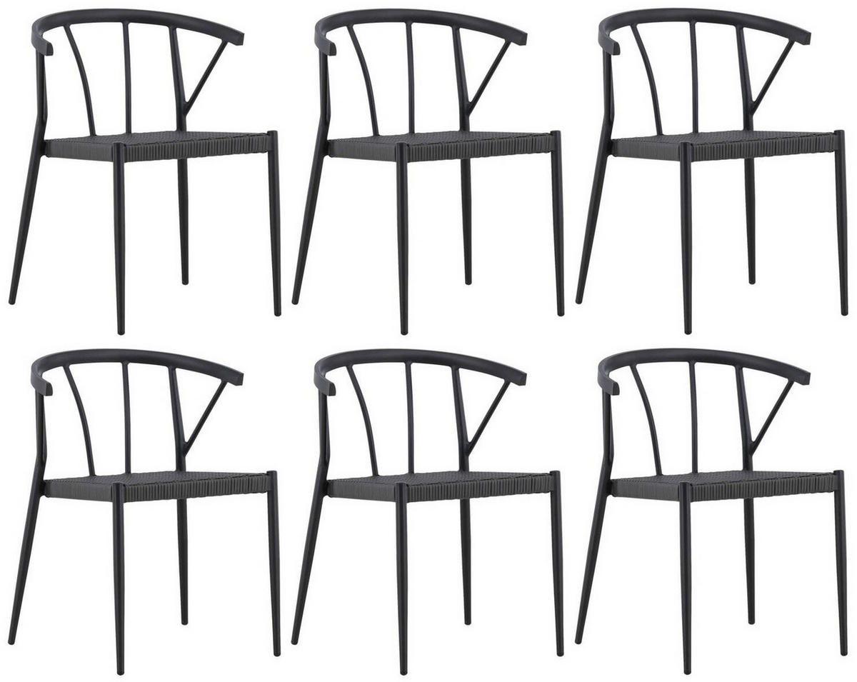 GARTENSTUHL-SET Aluminium Schwarz  - Schwarz, KONVENTIONELL, Kunststoff/Metall (47/79,5/49cm) - Gardenson