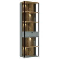 AKTENREGAL Eiche Artisan, Schilfgrün  - Schilfgrün/Schwarz, KONVENTIONELL, Holzwerkstoff/Metall (60/198/38cm) - Voleo