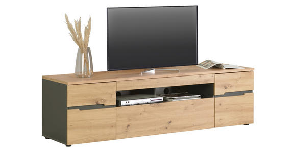 TV-ELEMENT Graphitfarben, Eiche Artisan  192/53/47 cm  - Schwarz/Graphitfarben, Trend, Holzwerkstoff/Kunststoff (192/53/47cm) - Carryhome