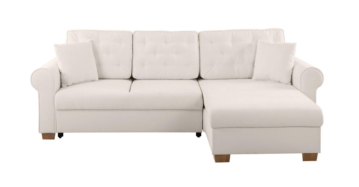 ECKSOFA Arles Creme  - Buchefarben/Creme, Design, Holz/Textil (266/161cm) - MID.YOU
