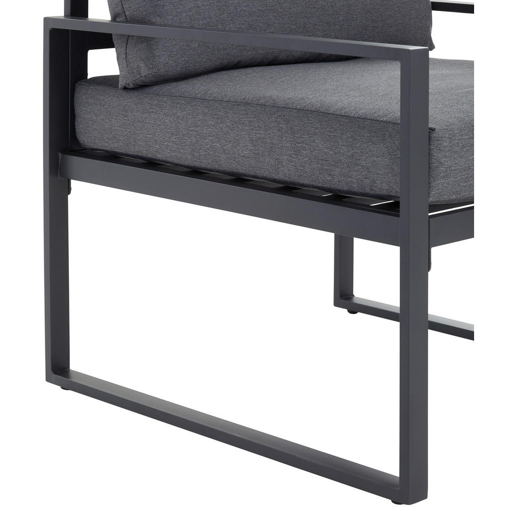 Thumbnail - Ambia Garden Dining-Loungeset, Anthrazit, Grau, Schwarz, Metall, Glas, Textil, 4-teilig, Füllung: Schaumstoff,Polyester,...