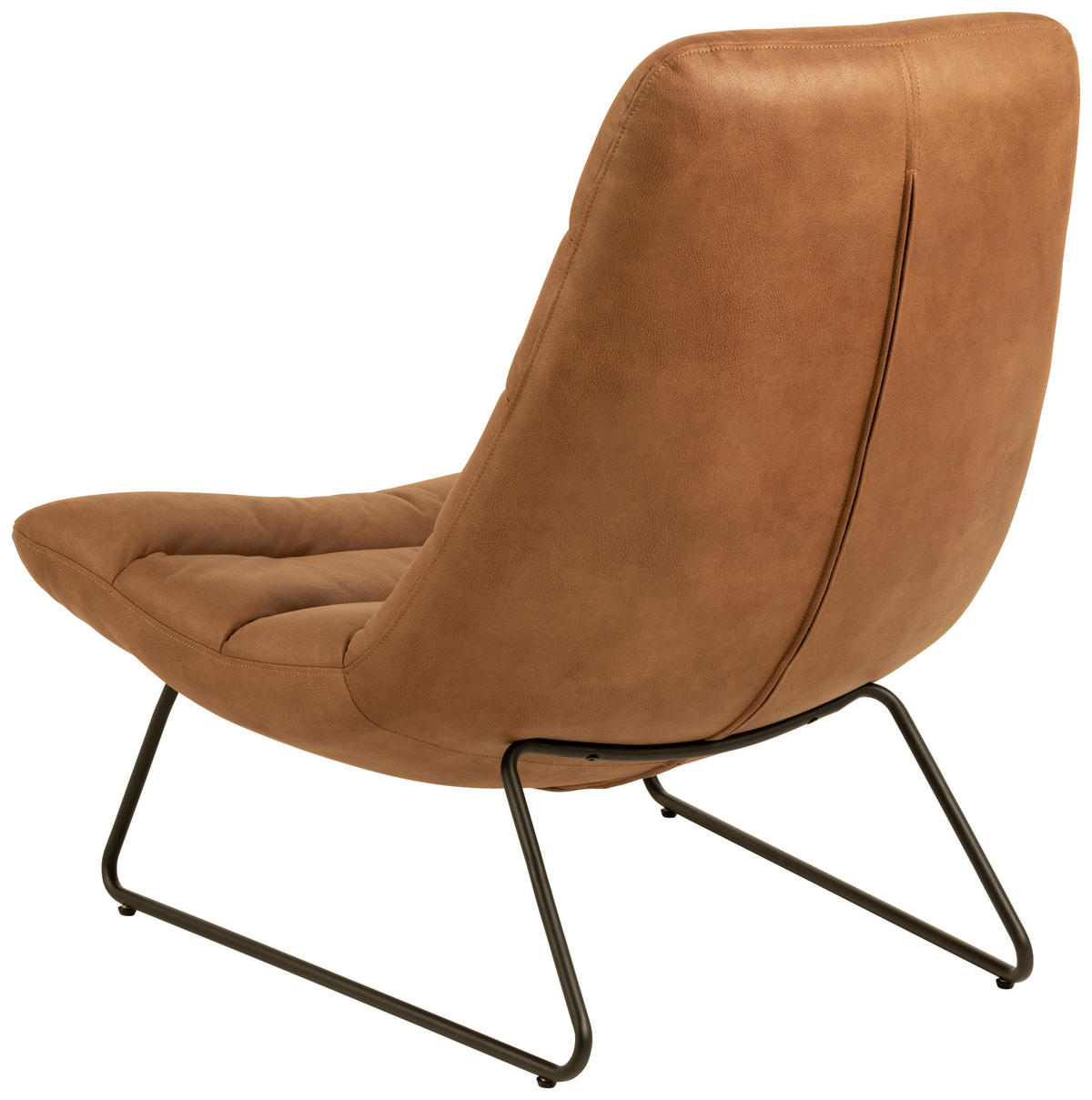 SESSEL in Lederlook (vegan) Cognac  - Cognac/Schwarz, Design, Textil/Metall (82,5/97/93cm) - Livetastic