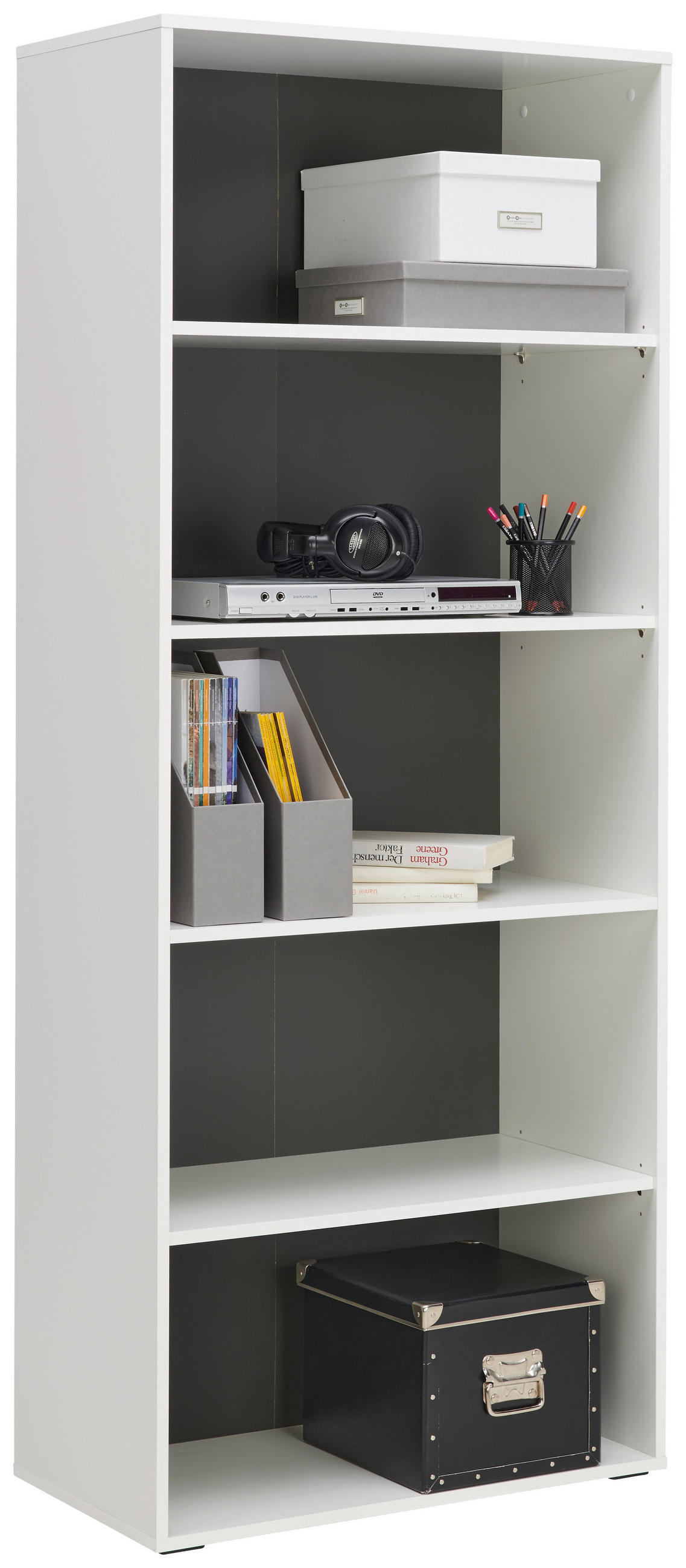 REGÁL, bílá, antracitová, 75/185,6/40 cm - bílá/antracitová, Basics, kompozitní dřevo/plast (75/185,6/40cm) - Hom`in