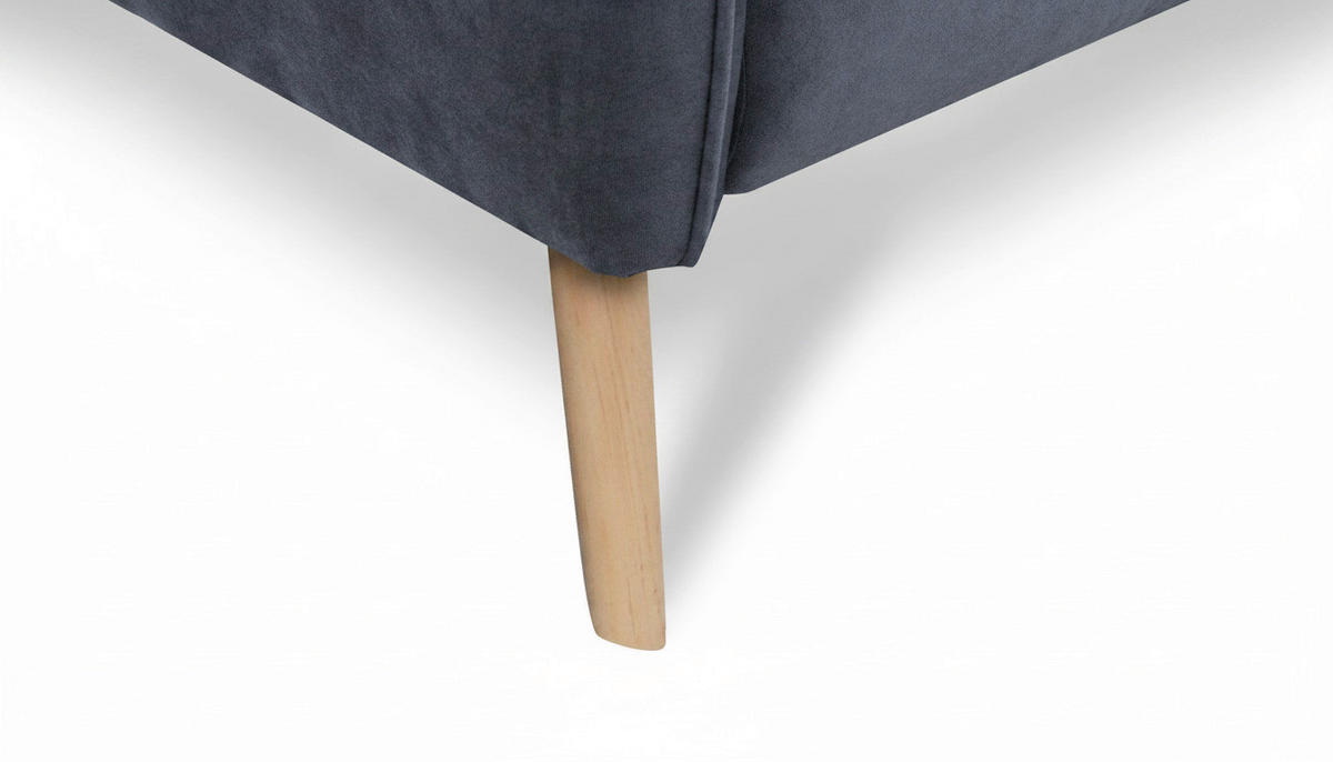 3-SITZER-SOFA  in Mikrofaser Blau Skandinavisch, Modern  - Blau/Buchefarben, Design, Holz/Textil (202/110/92cm) - Livetastic