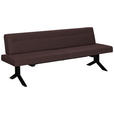 SITZBANK 220/87/70-86 cm Lederlook (vegan) Dunkelbraun  - Dunkelbraun/Schwarz, KONVENTIONELL, Textil/Metall (220/87/70-86cm) - Moderano