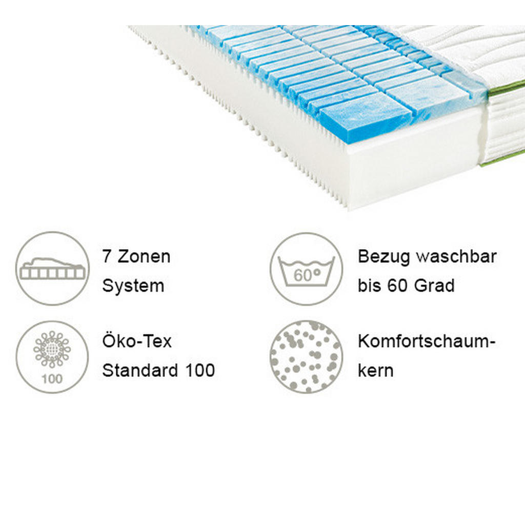 Thumbnail - Valnatura Komfortschaummatratze, Weiß, Textil, H2, Füllung: Polyester, 160x200 cm, Made in Germany, Oeko-Tex® Standard 1...
