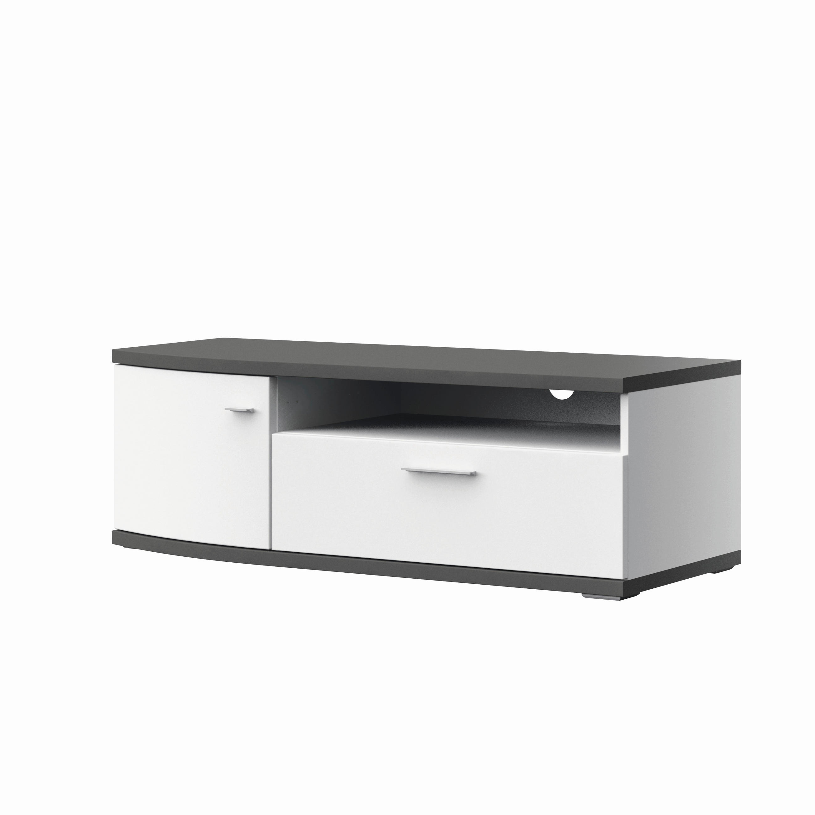 TV-ELEMENT Graphitfarben, Weiss Hochglanz  121,3/40,5/50 cm  - Weiss Hochglanz/Alufarben, Design, Holzwerkstoff/Kunststoff (121,3/40,5/50cm) - Modante