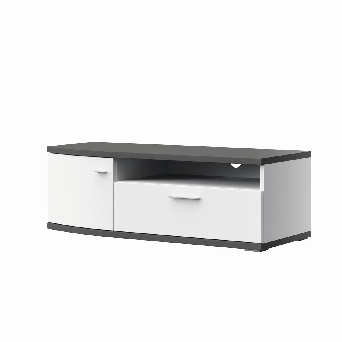 TV-ELEMENT Graphitfarben, Weiss Hochglanz  121,3/40,5/50 cm  - Weiss Hochglanz/Alufarben, Design, Holzwerkstoff/Kunststoff (121,3/40,5/50cm) - Modante