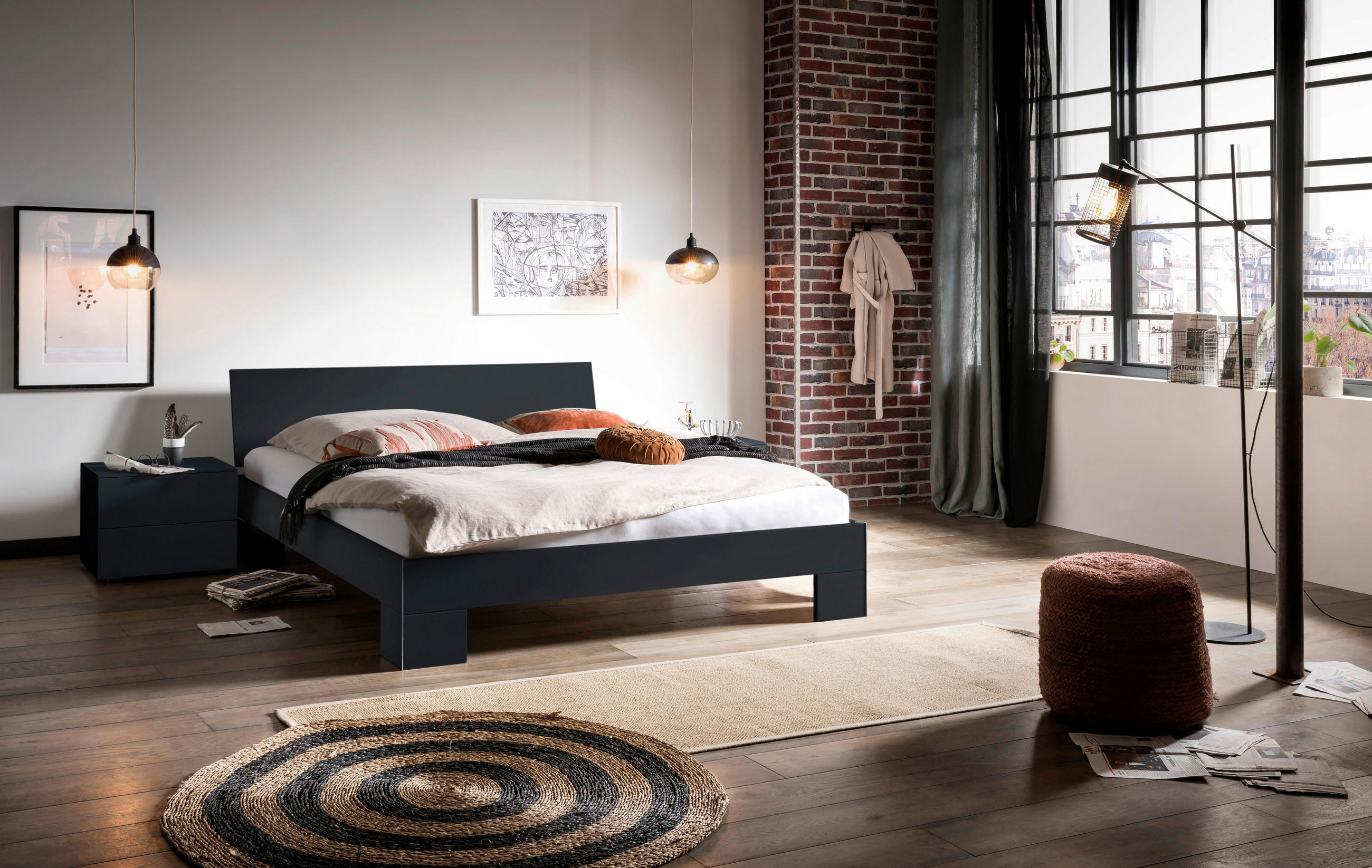 BETT 160/200 cm  in Anthrazit  - Anthrazit, Design, Holzwerkstoff (160/200cm) - Hasena