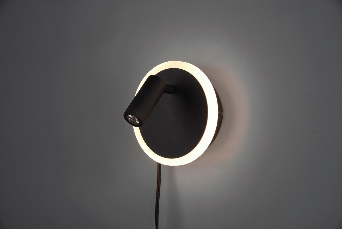 APLICĂ DE PERETE CU LED - negru, Basics, plastic/metal (15cm)