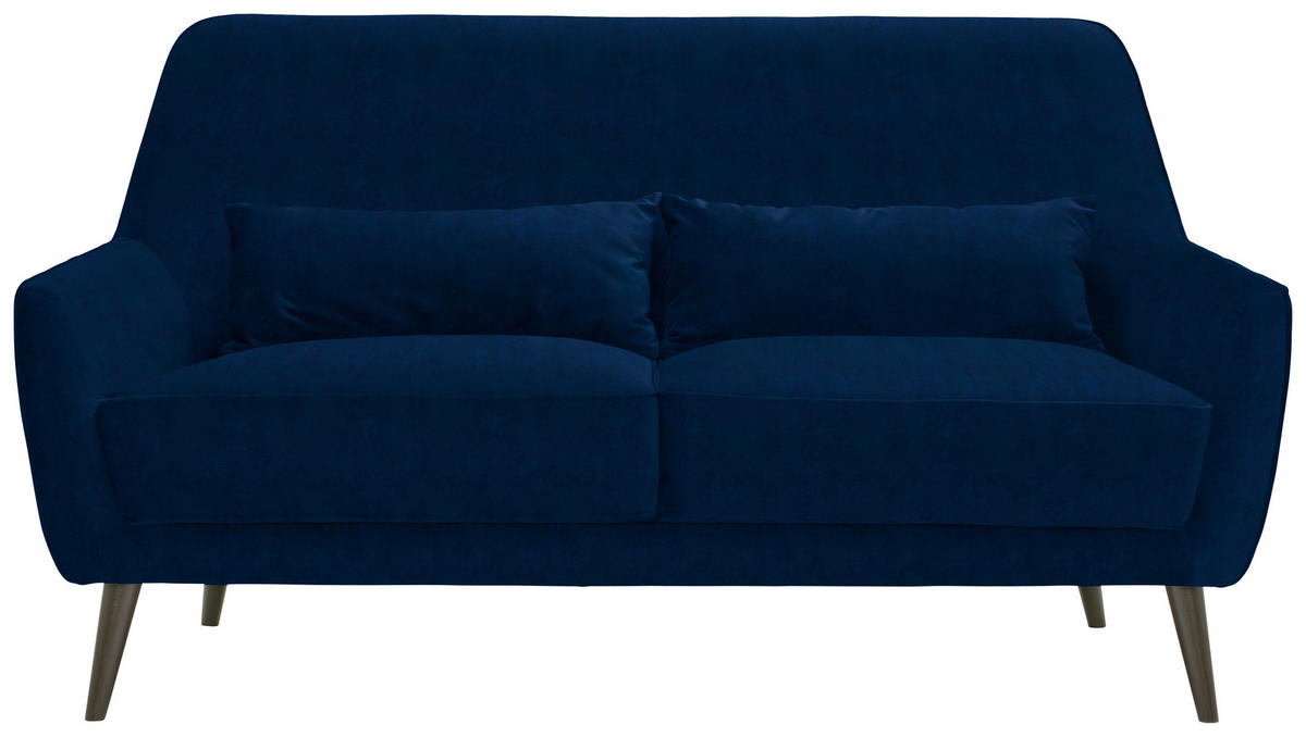 3-SITZER-SOFA in Mikrofaser Blau  - Blau/Schwarz, Trend, Holz/Textil (160/86/80cm) - Carryhome