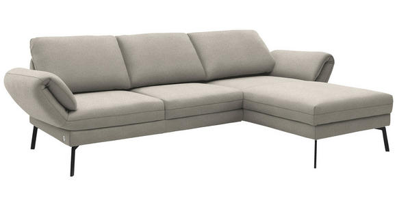 ECKSOFA  in Flachgewebe Naturfarben  255-365/175-224 cm  - Schwarz/Naturfarben, Design, Textil/Metall (255-365/175-224cm) - Dieter Knoll