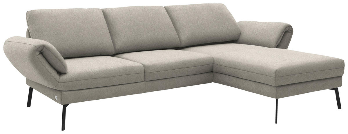 ECKSOFA  in Flachgewebe Naturfarben  255-365/175-224 cm  - Schwarz/Naturfarben, Design, Textil/Metall (255-365/175-224cm) - Dieter Knoll