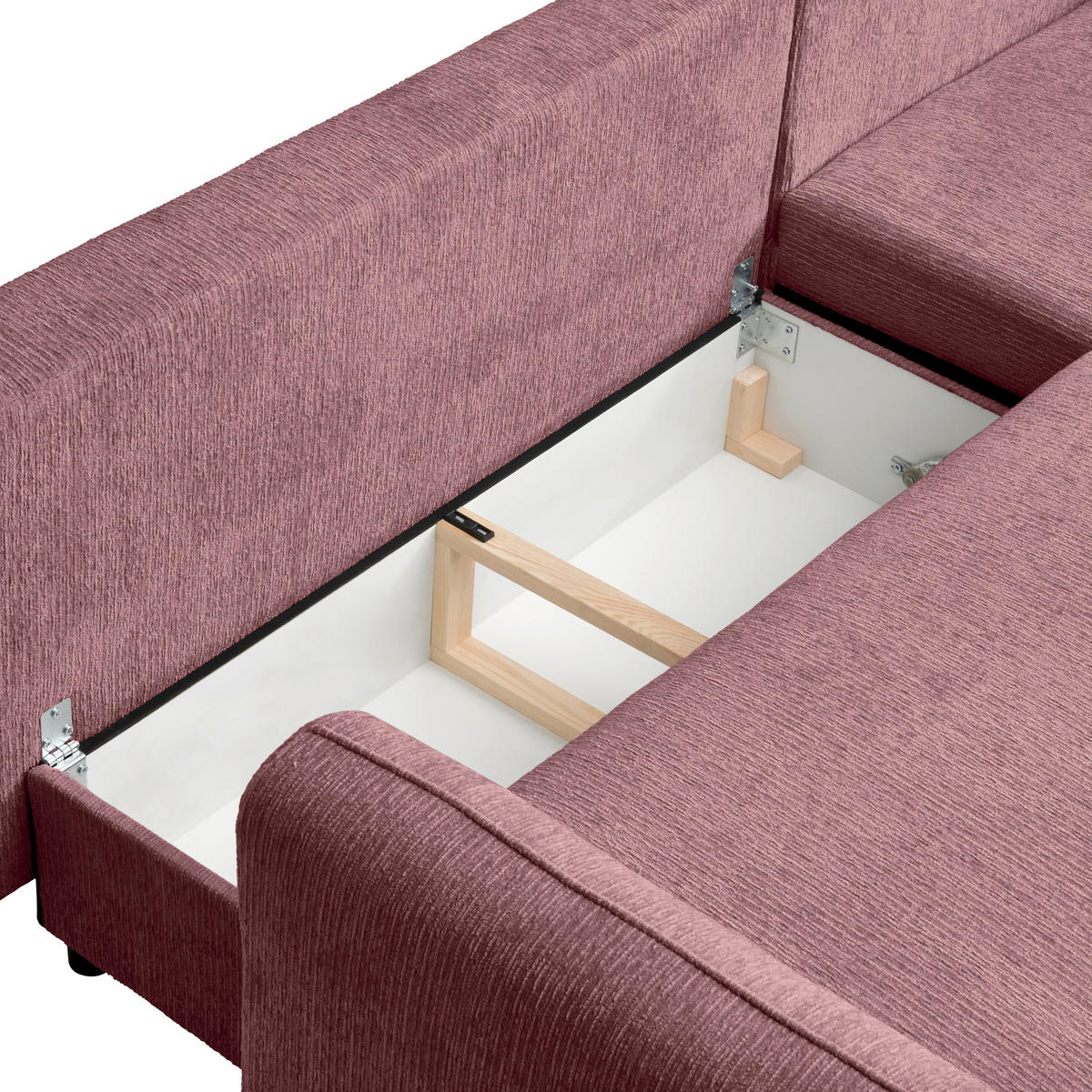 ECKSOFA in Struktur Altrosa  - Schwarz/Altrosa, Konventionell, Holz/Textil (247/170cm) - Carryhome