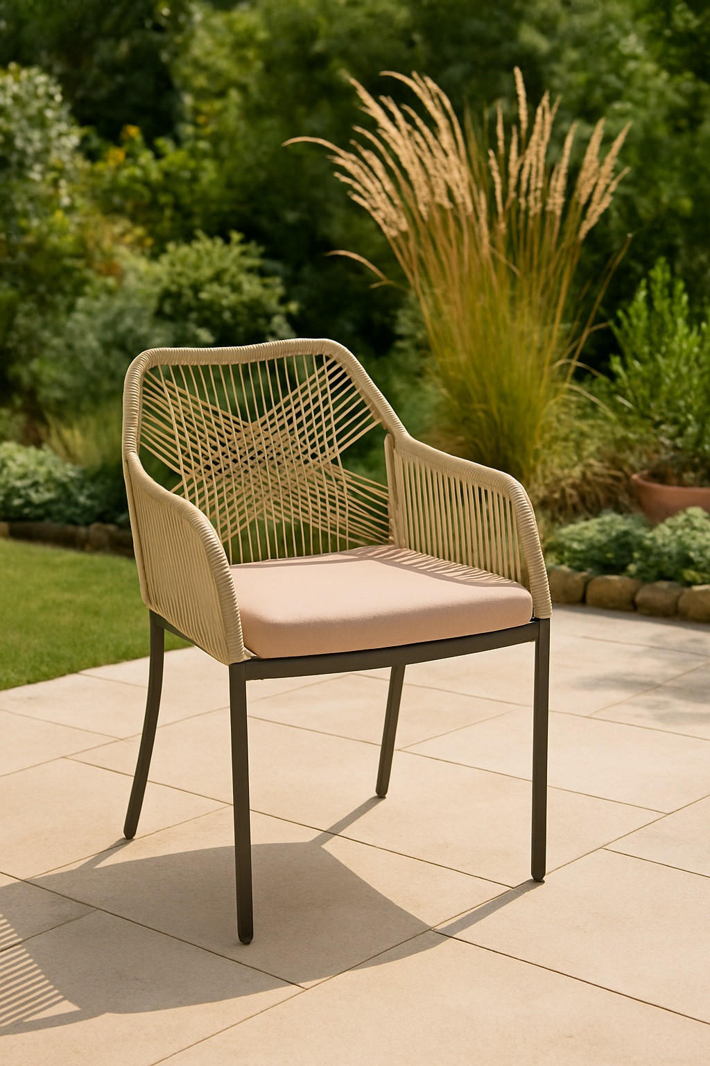 STAPELSTUHL Aluminium Anthrazit, Beige, Greige  - Greige/Anthrazit, MODERN, Kunststoff/Textil (56/81/68cm) - Ambia Garden