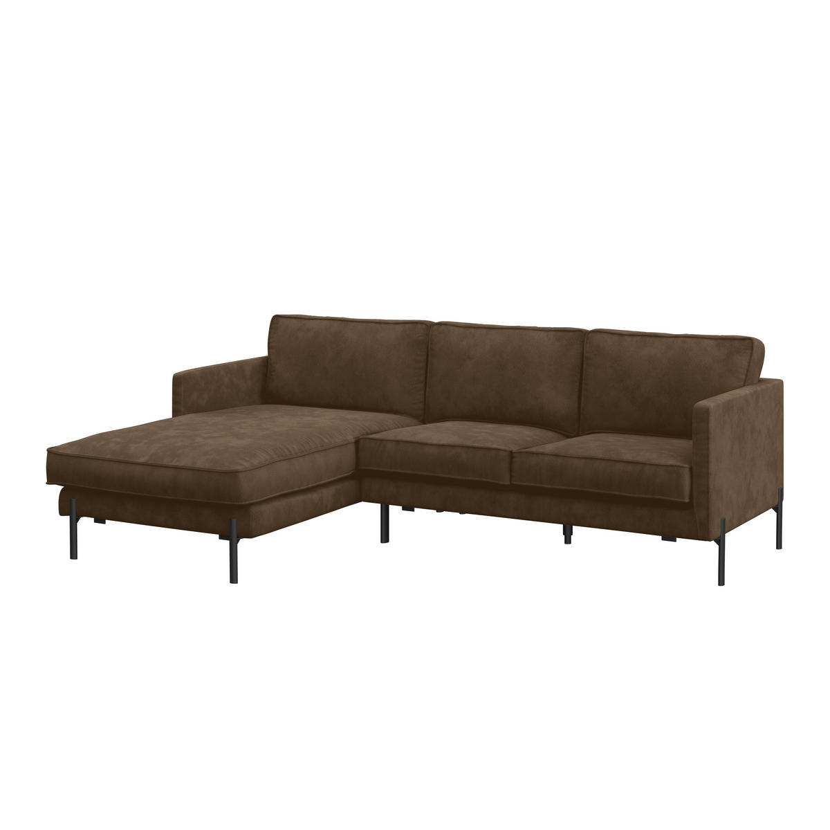 ECKSOFA in Flachgewebe Braun  - Schwarz/Braun, Trend, Textil/Metall (154/232cm) - Livetastic