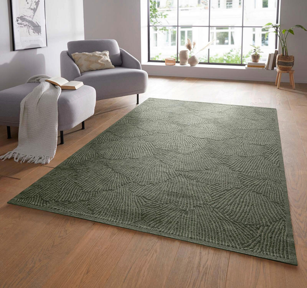 OUTDOORTEPPICH 160/230 cm Ginko Dunkelgrün  - Dunkelgrün, KONVENTIONELL, Textil (160/230cm) - Novel