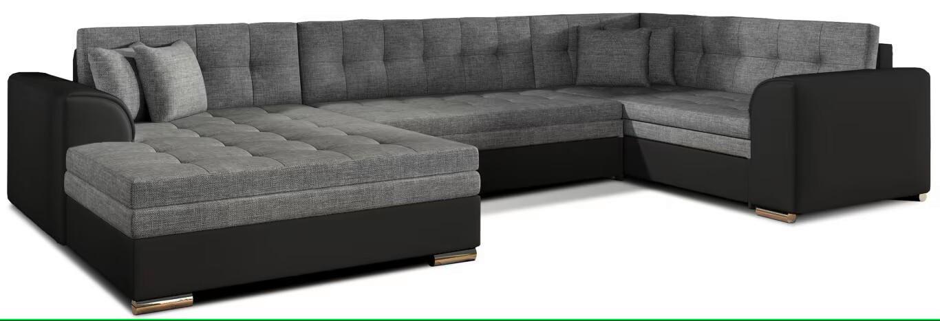 WOHNLANDSCHAFT Grau, Schwarz Samt  - Chromfarben/Schwarz, Design, Textil/Metall (189/338/189cm) - MID.YOU