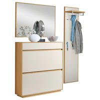 GARDEROBE 3-teilig  in 155/195/31 cm  - Eichefarben/Weiß, Basics, Glas/Holz (155/195/31cm)