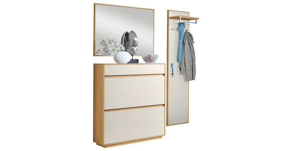 GARDEROBE 3-teilig  in 155/195/31 cm  - Eichefarben/Weiß, Basics, Glas/Holz (155/195/31cm) - Novel