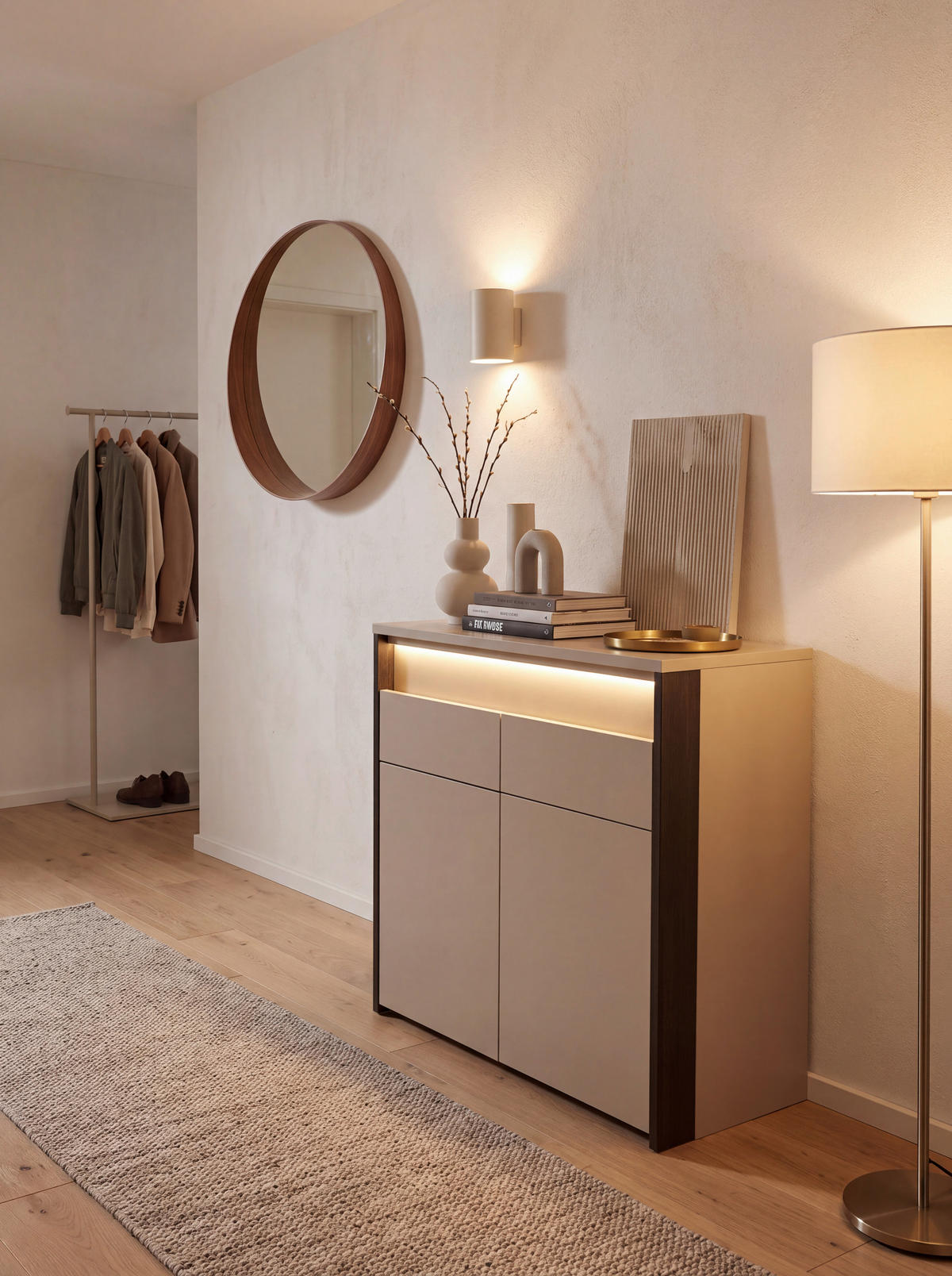 BYRÅ 88/88/38 cm  - beige/svart, Klassisk, trämaterial (88/88/38cm) - Voleo