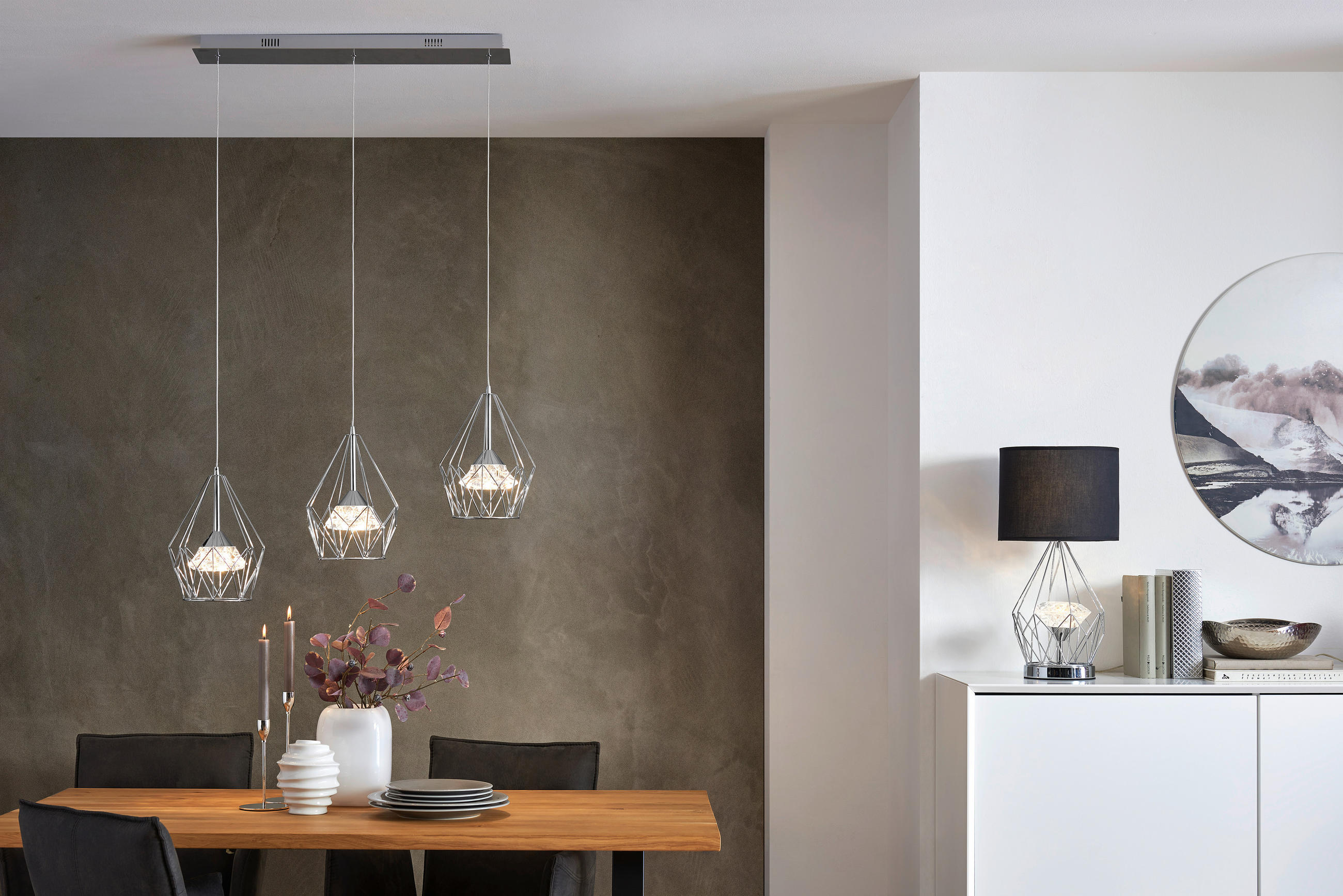 LED-HÄNGELEUCHTE 76/150/20 cm  - Chromfarben, Design, Kunststoff/Metall (76/150/20cm)