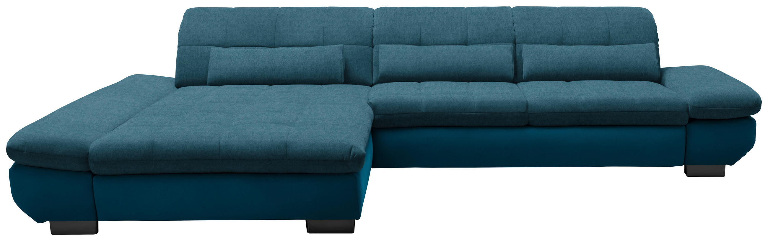 ECKSOFA in Mikrofaser Dunkelblau  - Schwarz/Dunkelblau, Design, Textil/Metall (204/341cm) - Xora