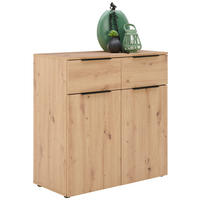 KOMMODE 91/93/42 cm  in Eichefarben  - Eichefarben/Schwarz, Konventionell, Holzwerkstoff/Kunststoff (91/93/42cm) - Xora