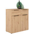 KOMMODE  in 91/93/42 cm  - Eichefarben/Schwarz, KONVENTIONELL, Holzwerkstoff/Kunststoff (91/93/42cm) - Xora