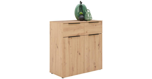 KOMMODE  in 91/93/42 cm  - Eichefarben/Schwarz, KONVENTIONELL, Holzwerkstoff/Kunststoff (91/93/42cm) - Xora