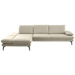 ECKSOFA in Echtleder Ecru  - Ecru/Schwarz, Design, Leder/Metall (195/308cm) - Dieter Knoll