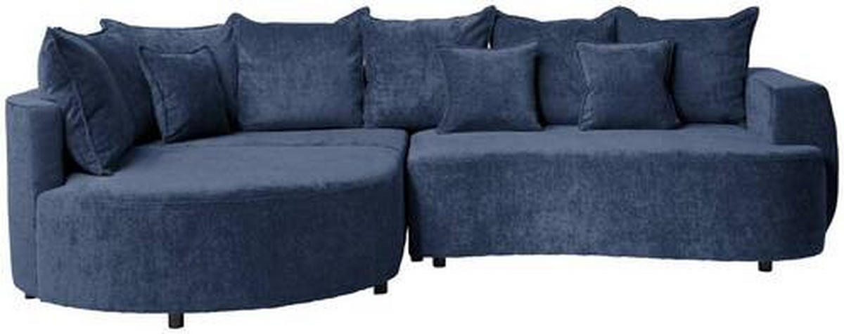 ECKSOFA in Chenille Dunkelblau  194/307 cm  - Schwarz/Dunkelblau, Design, Kunststoff/Textil (194/307cm) - Carryhome