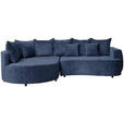 ECKSOFA in Chenille Dunkelblau  - Schwarz/Dunkelblau, Design, Kunststoff/Textil (194/307cm) - Carryhome