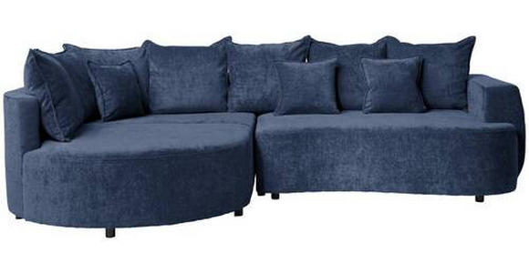 ECKSOFA in Chenille Dunkelblau  - Schwarz/Dunkelblau, Design, Kunststoff/Textil (194/307cm) - Carryhome