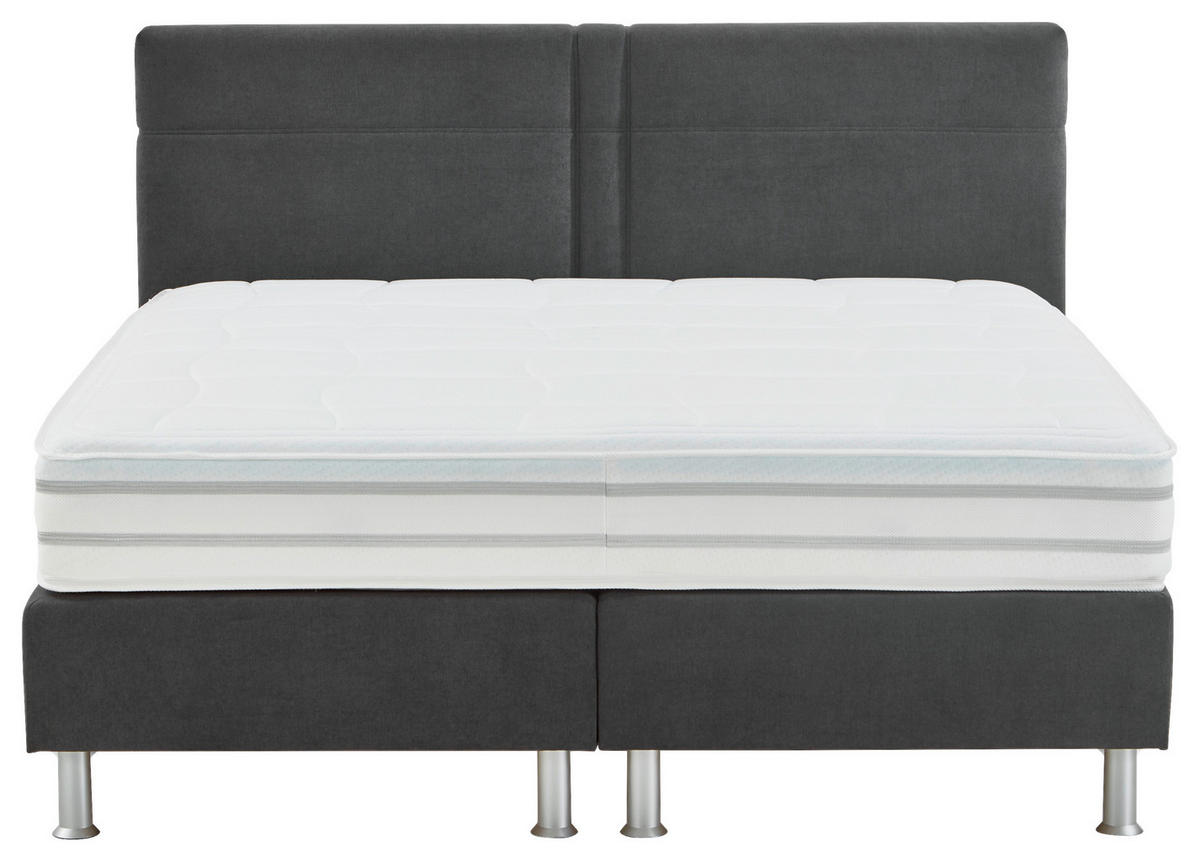 BOXSPRINGBETT 180/200 cm  in Anthrazit  - Anthrazit/Alufarben, Design, Kunststoff/Textil (180/200cm) - Beldomo - Sleep