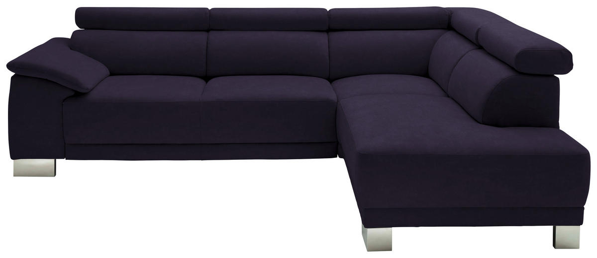 ECKSOFA in Mikrofaser Schwarz  - Chromfarben/Schwarz, Design, Holz/Textil (270/205cm) - Pure Home Lifestyle
