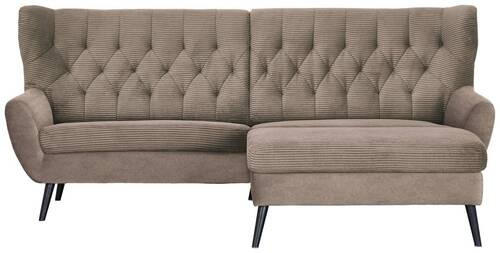 ECKSOFA in Cord Braun  - Schwarz/Braun, Design, Holz/Textil (237/165cm) - Stylife